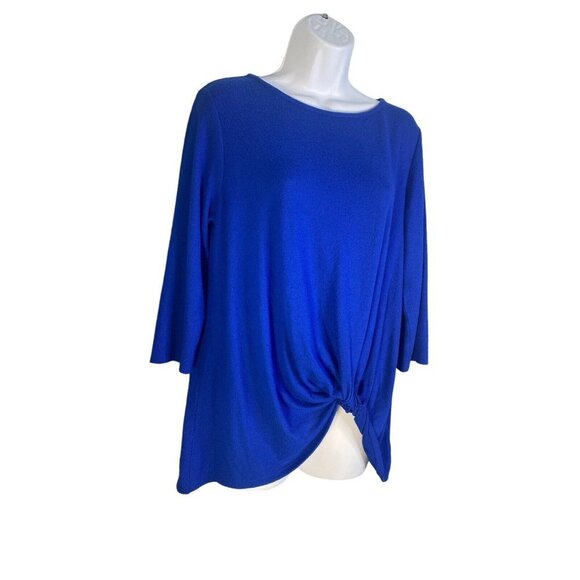 Gibson Womens Long Sleeve Blue Twisted Front Size Medium - Picture 2 of 6